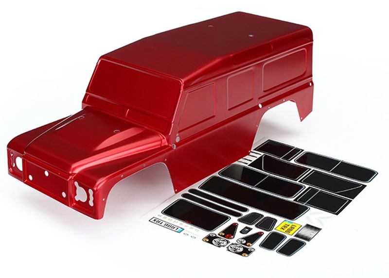 Traxxas Karo, Land Rover Defender, rot +Decals 8011R