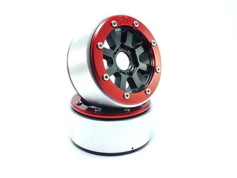 Metsafil Beadlock Wheels HAMMER schwarz/rot 1.9 (2 St.) ohne Radnabe MT5040BR