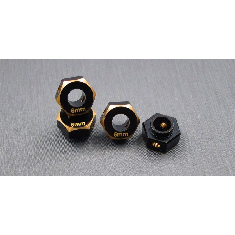 SAMIX Messing Hex Adapter 6mm schwarz für TRX TRX4 & 6 TRX4-4063-6 - Abbildung 1