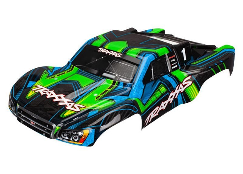 Traxxas 6844X Karo Slash 4X4 grün mit blau (lackiert + Aufkleber)