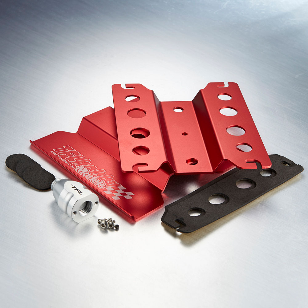 TC1505-R Auto Montagestand 1/10 drehbar rot eloxiert