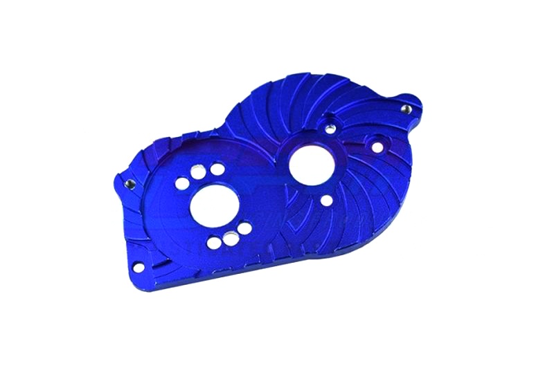 GPM ALUMINUM MOTOR MOUNT PLATE WITH HEAT SINK FINS Team Losi Mini-T 2.0 blau