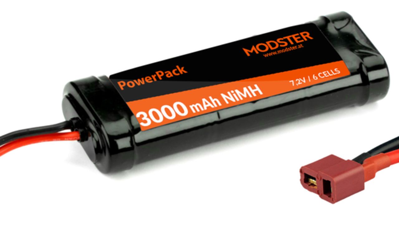 Modster Racingpack 3000mAh NiMH 6-Zellen 7,2V  mit T-Plug-Anschluß MD10162